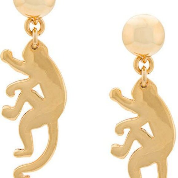 Oscar de la Renta Polished Gold Large Monkey Earrings - Picture 5 of 6